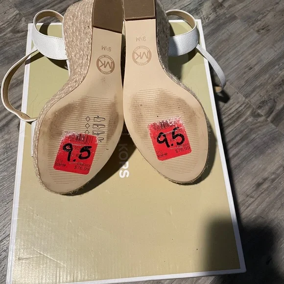 Michael Kors Jill Espadrille Wedge Sandals Size 9.5 White - Picture 2 of 3